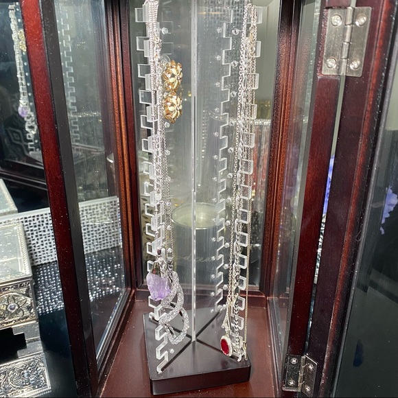 Mahogany Wood Jewelry Box & Necklace Stand - Picture 5 of 6